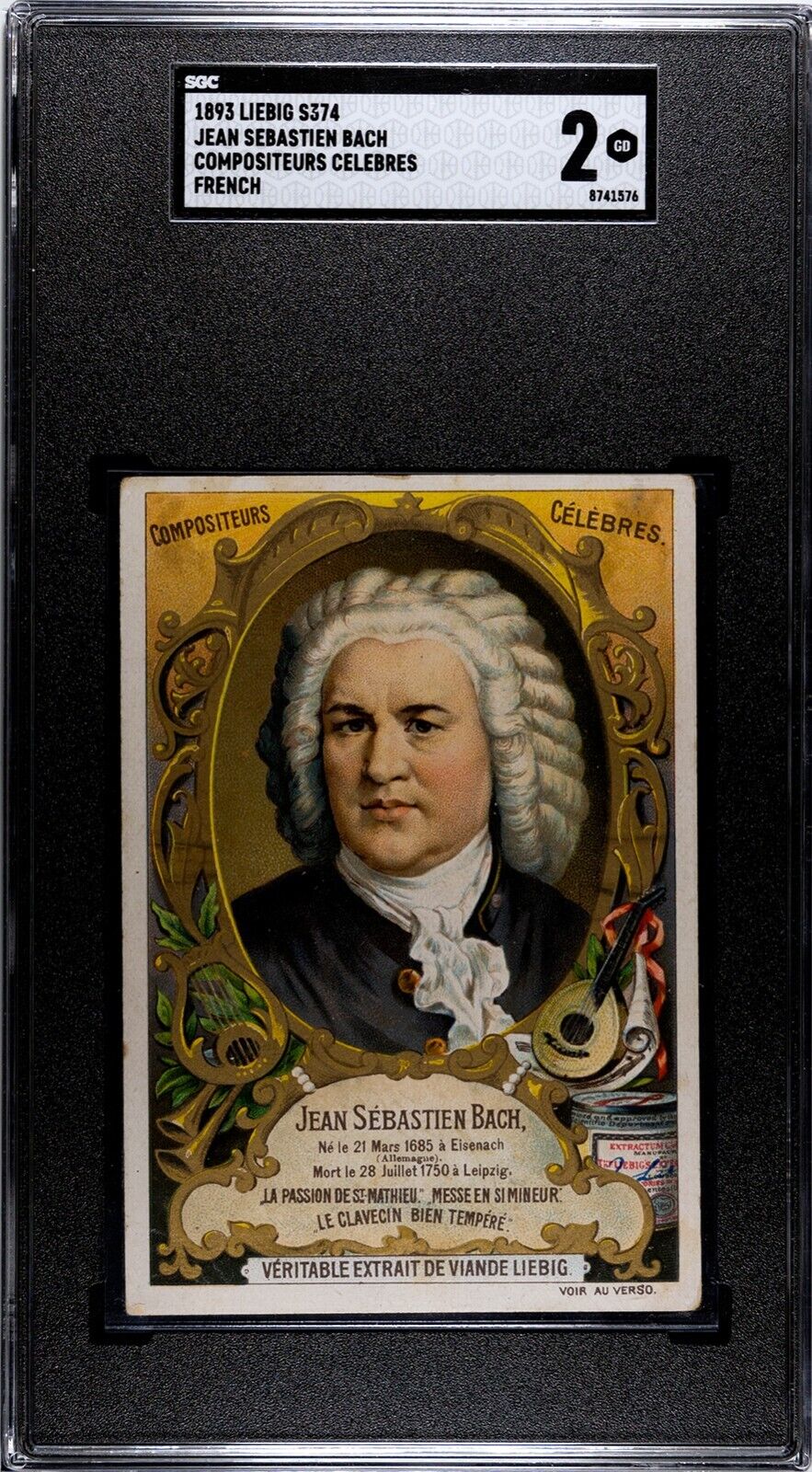 1893 Liebig S374 Jean (Johann) Sebastian Bach Trade Card SGC 2