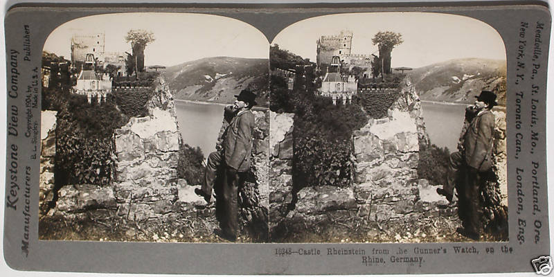 Keystone Stereoview Castle Rheinstein on Rhine, Germany 1900s 72 Card Set #10348