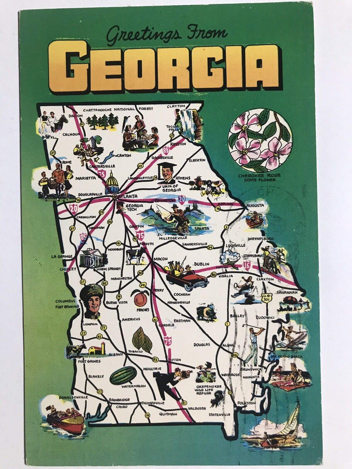 1970 Greetings From Georgia Postcard