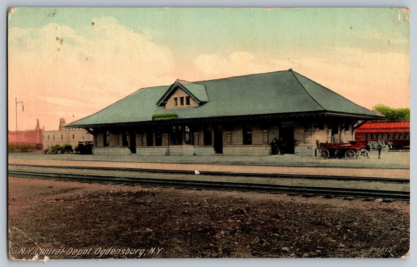 Ogdensburg, New York NY - New York Central Train Depot - Vintage Postcards