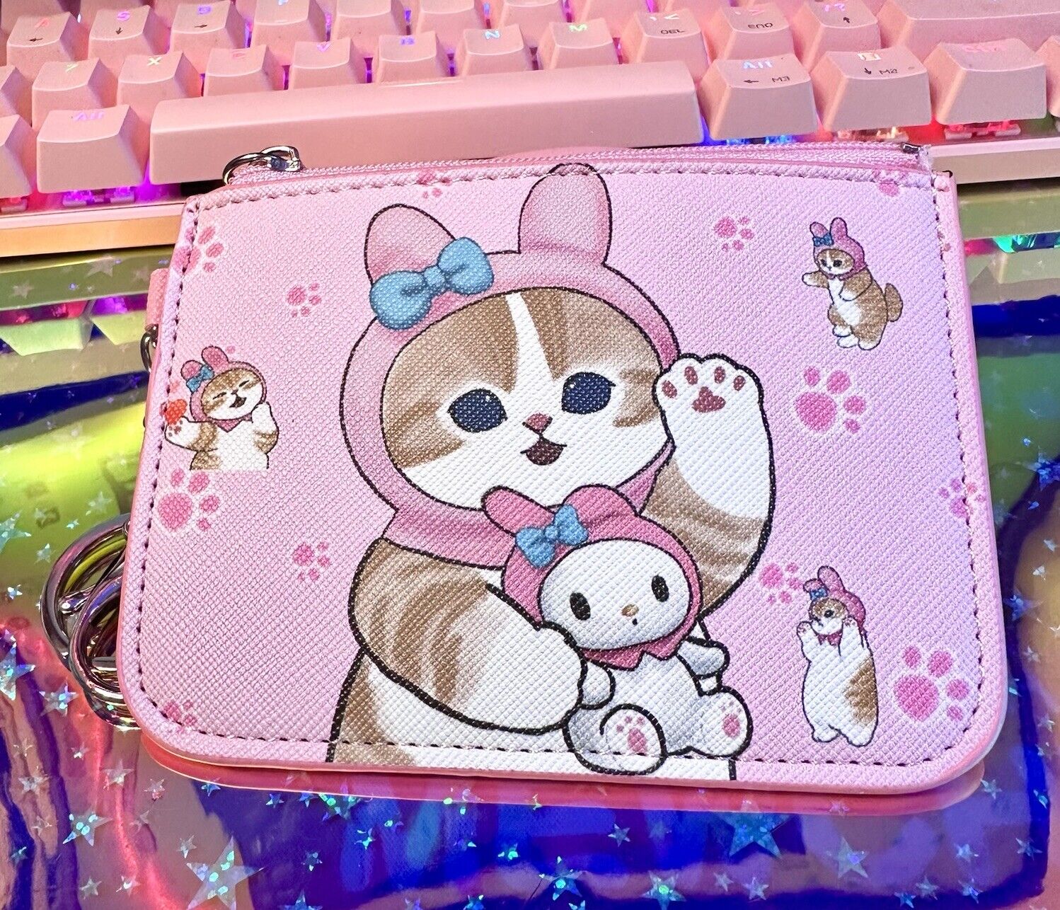 Mofusand x Sanrio My Melody ID Card Holder Keychain Coin Purse Wallet