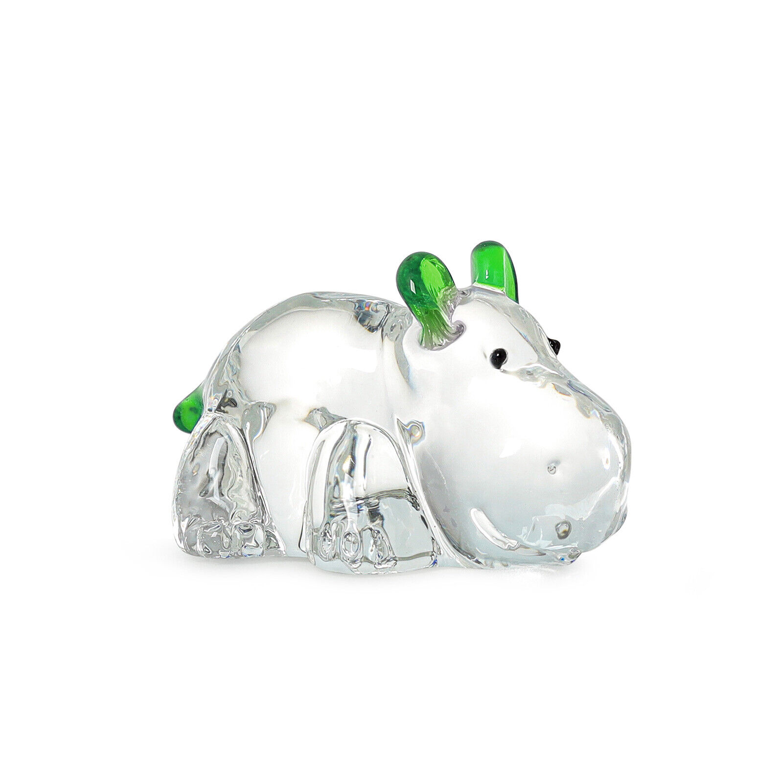 Color Crystal Hippo Figurine Collectible Glass Animal Ornament Table Decor Gift