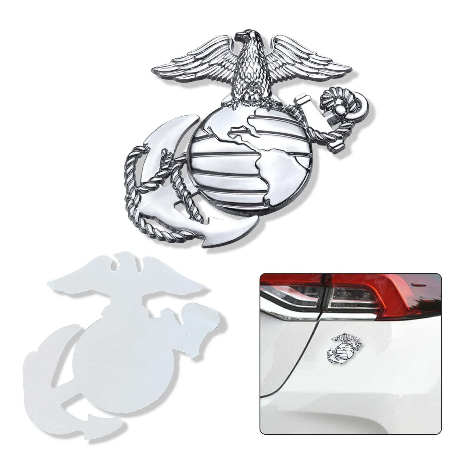 Lecctso US Marine Corps Car Emblem USMC Car Decal Zinc Alloy 3D USMC Hawk Glo...