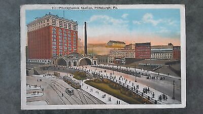 Vintage c1924 Postcard: Union Station Pennsylvania Station Pittsburgh PA