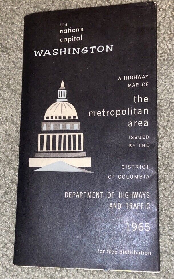 Vintage 1965 Washington Metropolitan Area Travel Road Fold Out Map