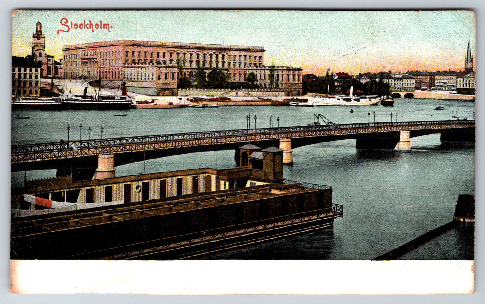 c1910s Stockholm Sweden Bridge City Administrative Building Antique Postcard