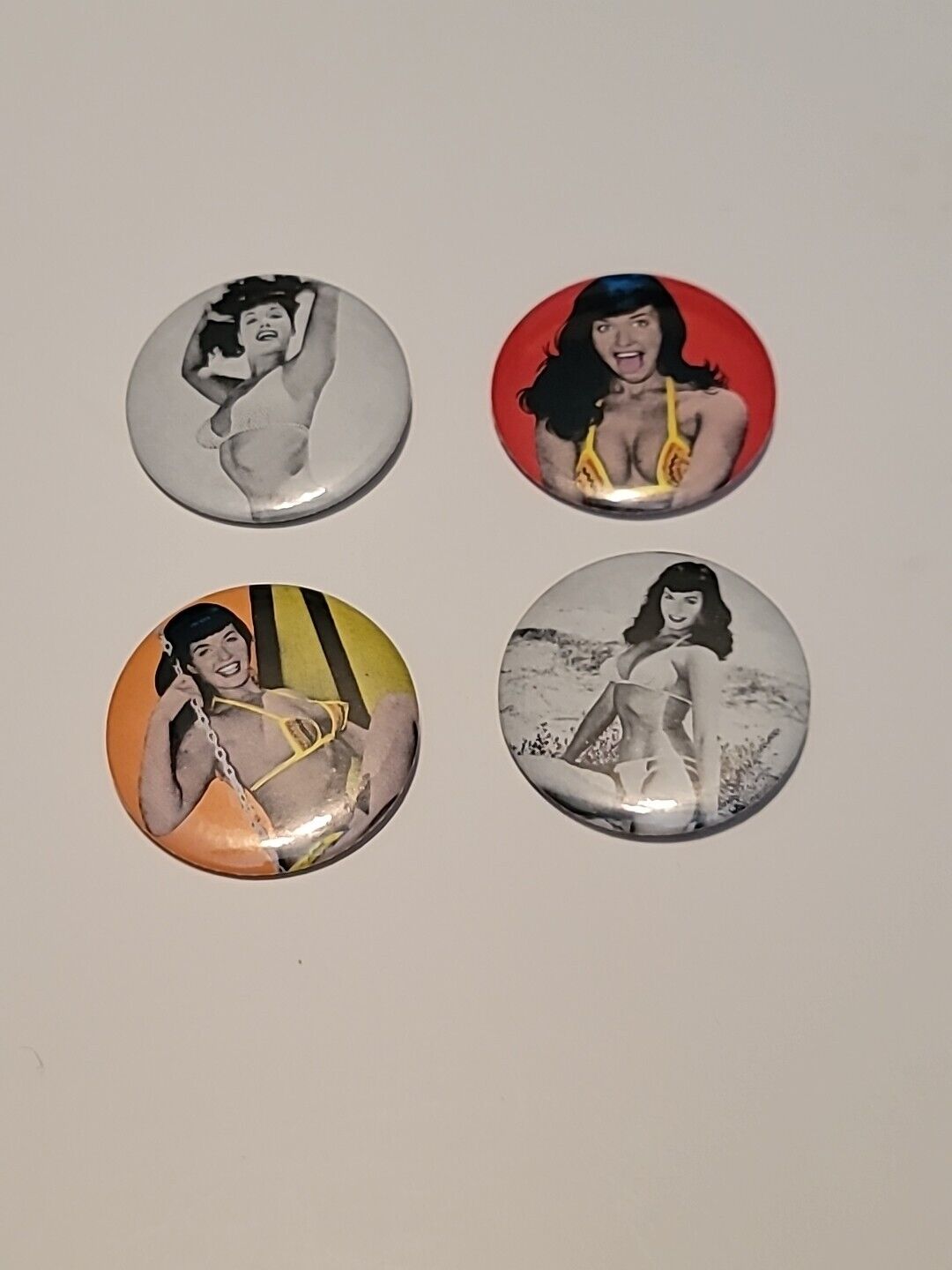 Bettie Page 4 Button Lot 2.25\