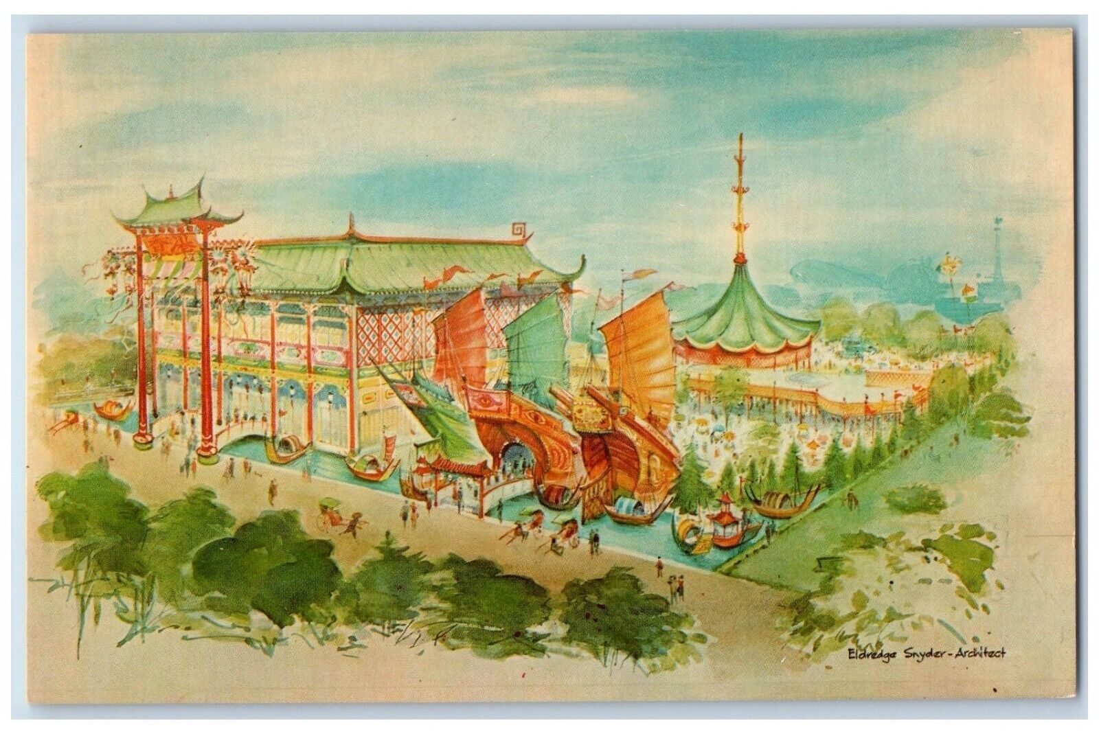 c1960\'s Hong King Pavilion New York Worlds Fair Unisphere Vintage NY Postcard