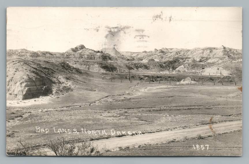 North Dakota Bad Lands RPPC Hebron ND Antique Photo Postcard 1930
