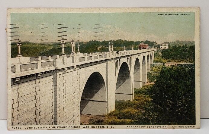 Washington DC Connecticut Blvd Bridge Largest Concrete Bridge 1924 Postcard C11
