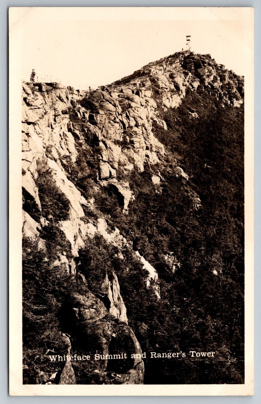 Whiteface Summit & Ranger\'s Tower. New York Real Photo Postcard RPPC