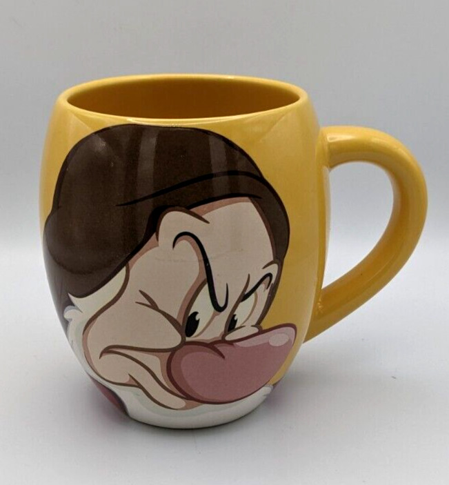 Disney VTG GRUMPY Yellow Barrel Coffee Mug \