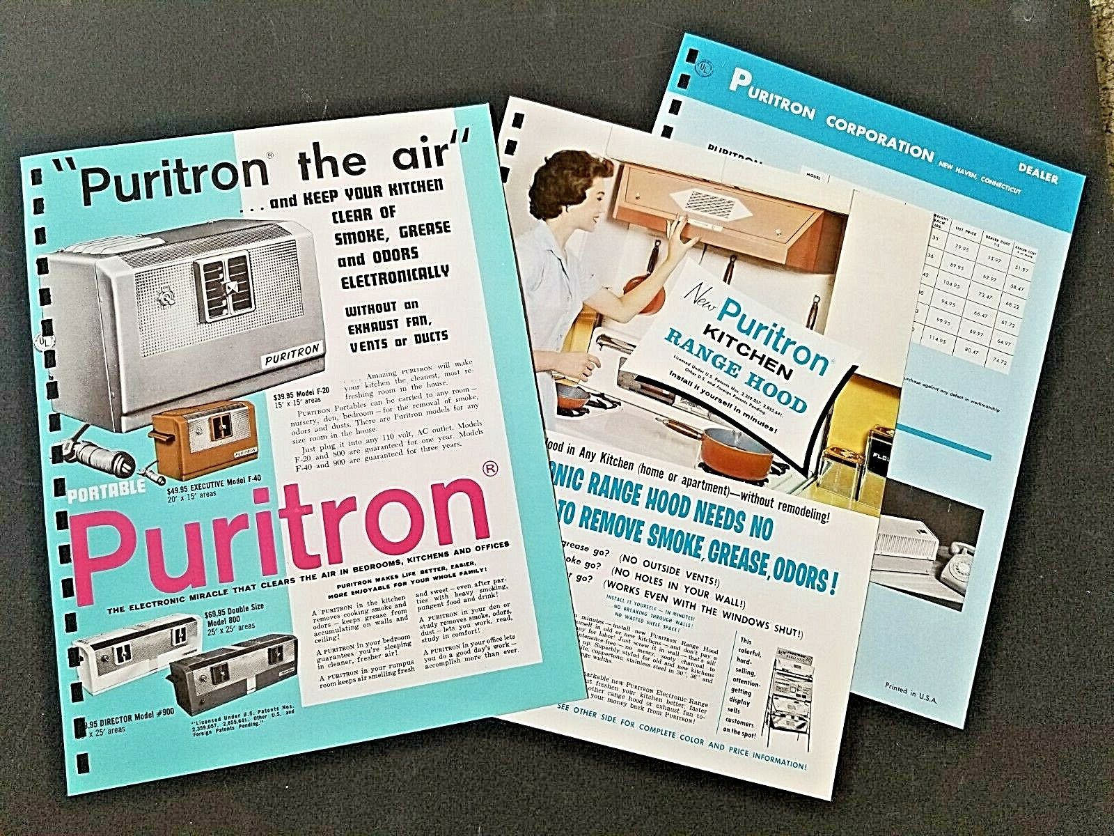 Vintage PURITRON Air Cleaner Filter 1962 Pages from Manar Sales Catalog