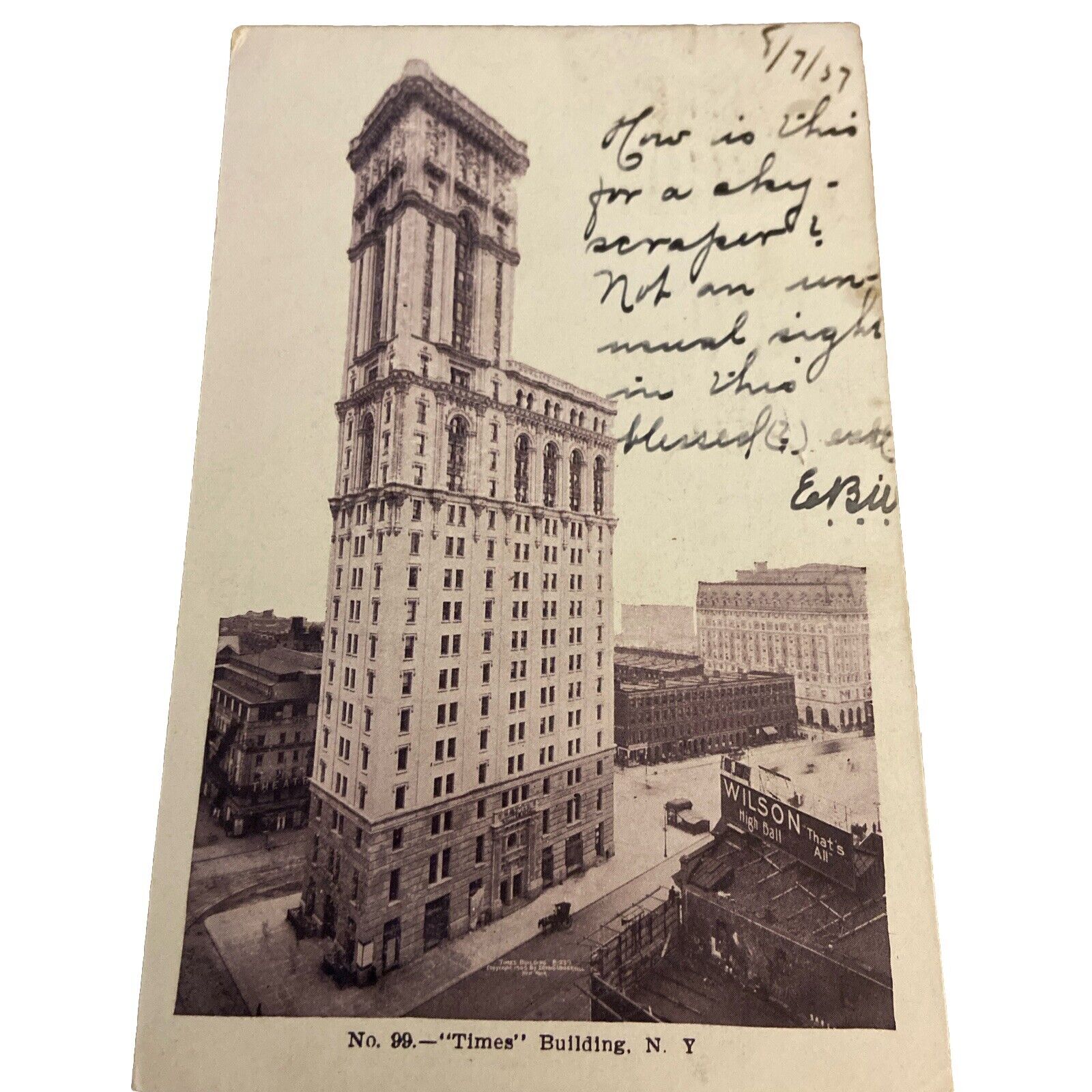 New York City, NY Times Building (#99) (1907) Undivided Postcard