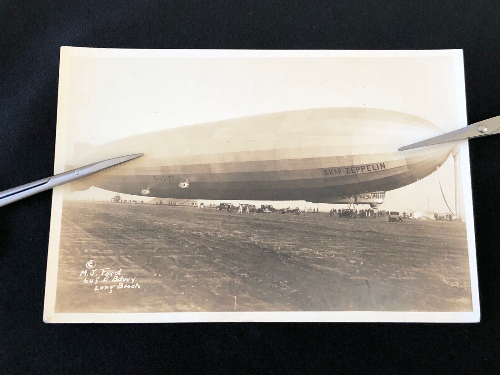 VTG 1929 Graf Zeppelin Moored at Long Beach California M.J. Ford Original Photo