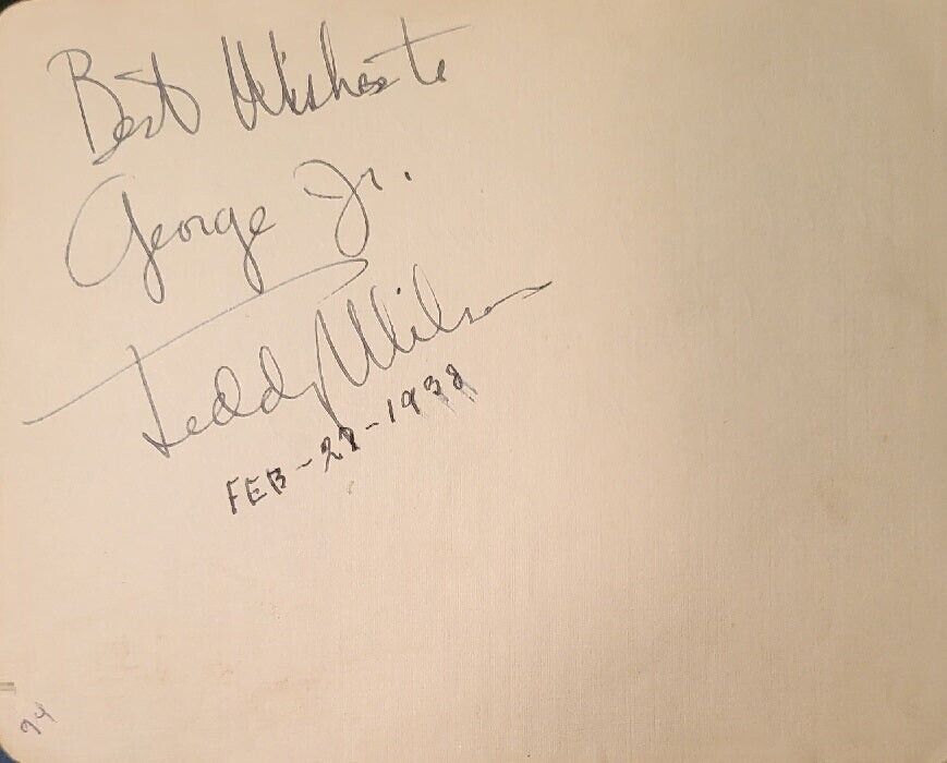 Legendary Jazz Pianist TEDDY WILSON Rare Autograph on Album Page Signed in 1938