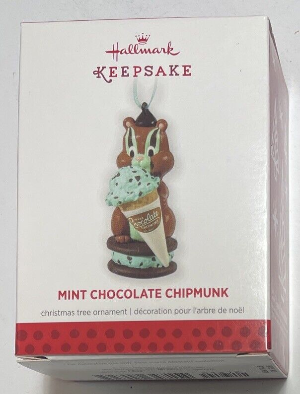 Mint Chocolate Chipmunk Eating Ice Cream Cone 2013 Hallmark Keepsake Ornament