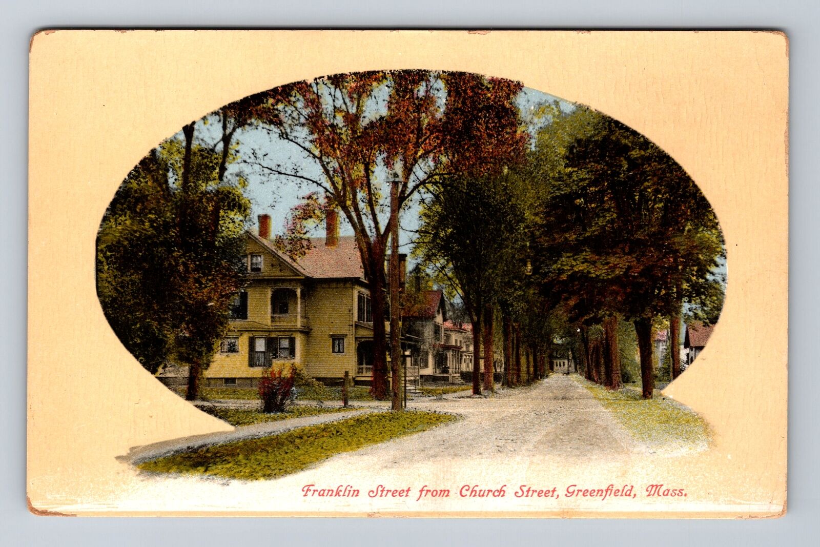 Greenfield MA-Massachusetts, Franklin Street From Church Street Vintage Postcard