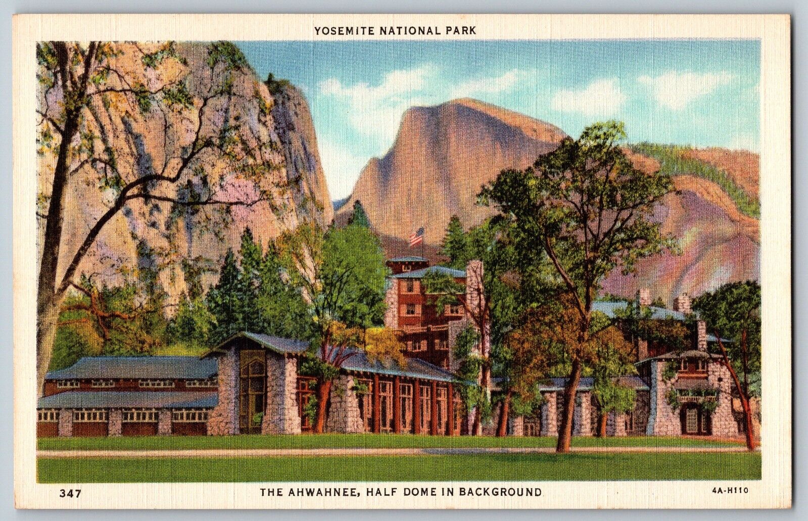 California - Yosemite National Park - Ahwahnee, Half Dome - Vintage Postcard