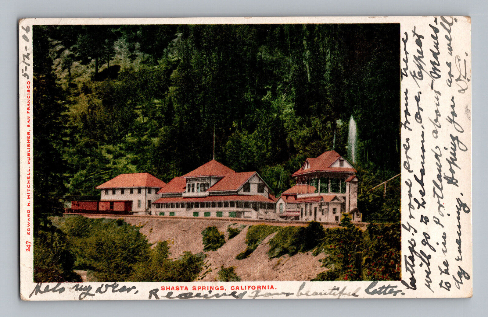 Postcard California Mt Shasta CA Springs 1906 Posted RPO Undivided Back
