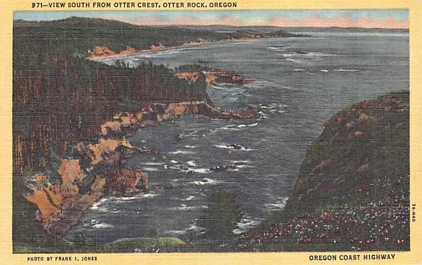 Postcard OR: Otter Crest, Otter Rock, Oregon, Vintage Linen Unposted