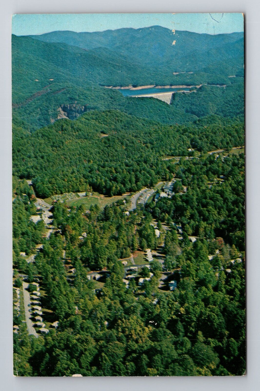 NC-North Carolina, Aerial Fontana Village Resort Antique Vintage c1970 Postcard