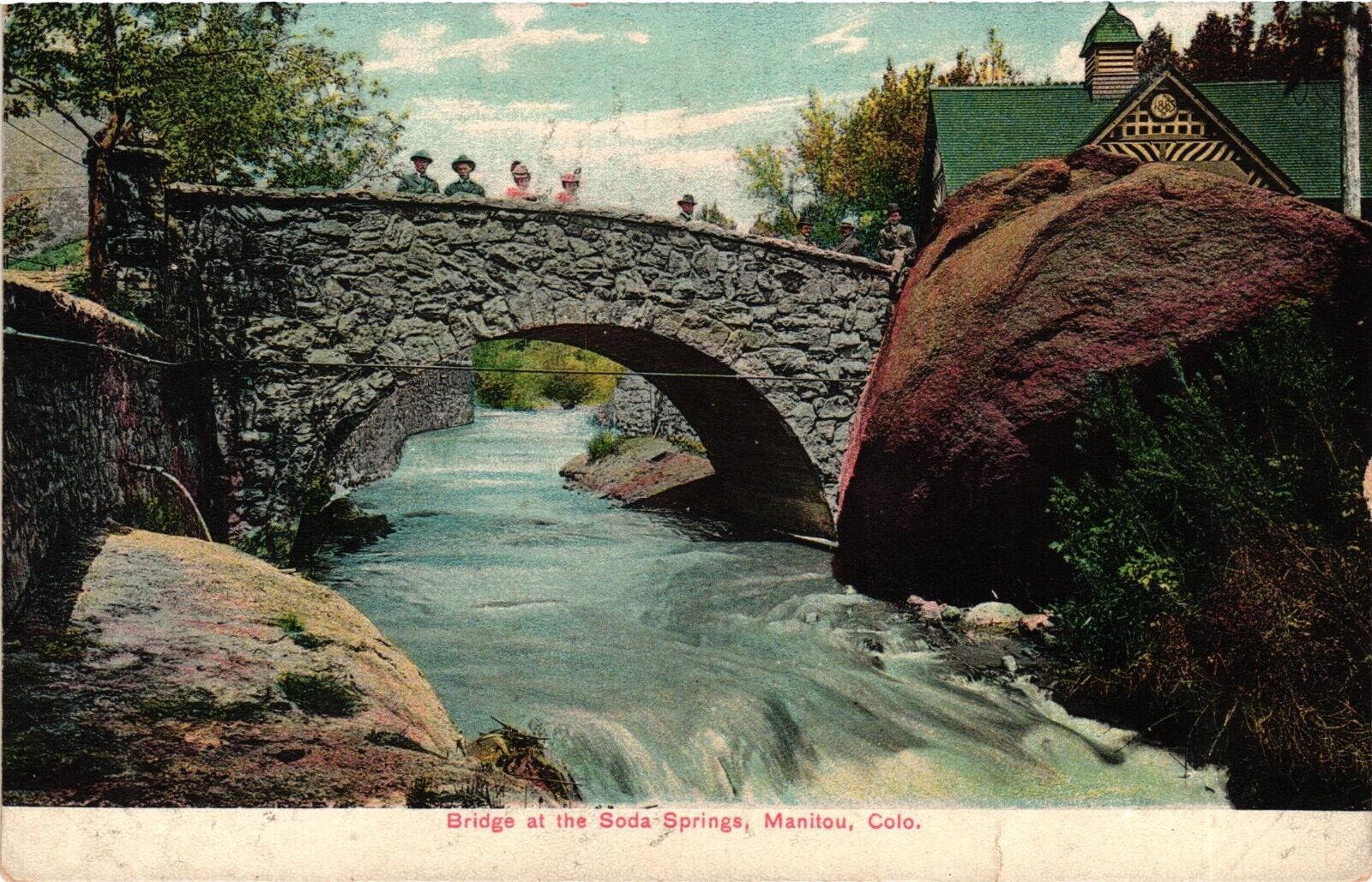 Vintage Postcard - Bridge At The Soda Springs Manitou Colorado C1915 WB