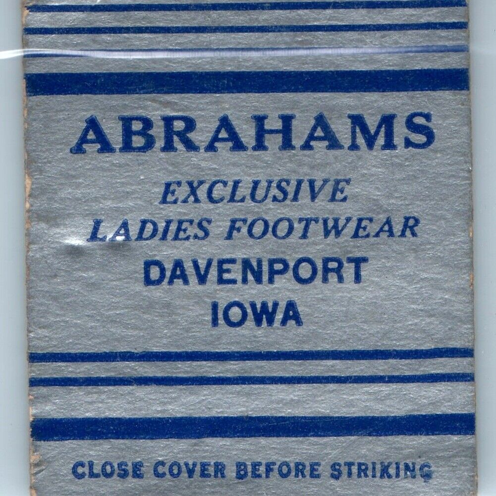 c1950s Davenport, IA Abrahams Ladies Footwear Matchbook Cover C18