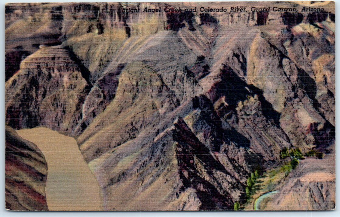 Postcard - Bright Angel Creek and Colorado River, Grand Canyon - Arizona