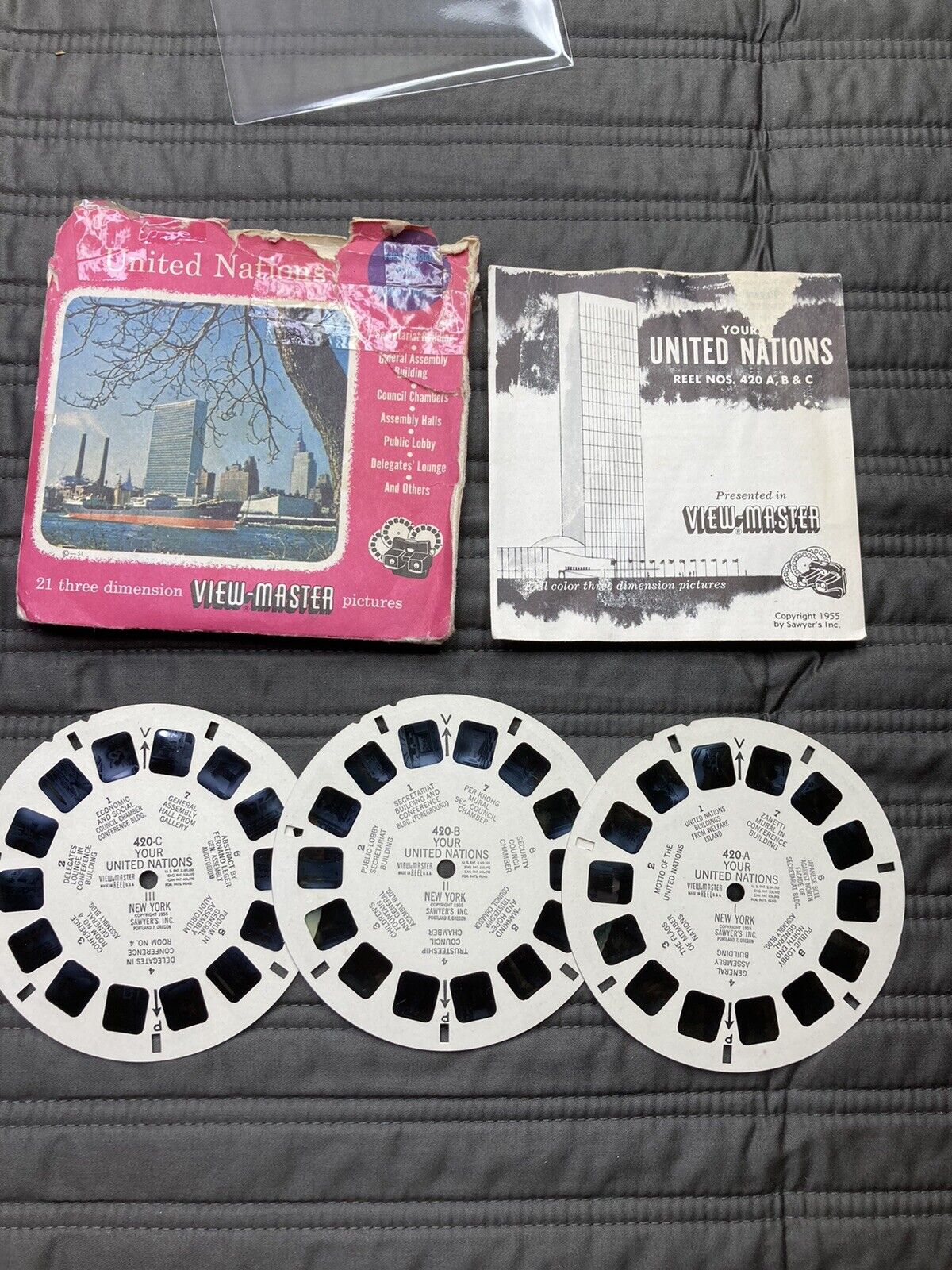 Vintage View-Master 3-Reel Set United Nations Complete EUC A723