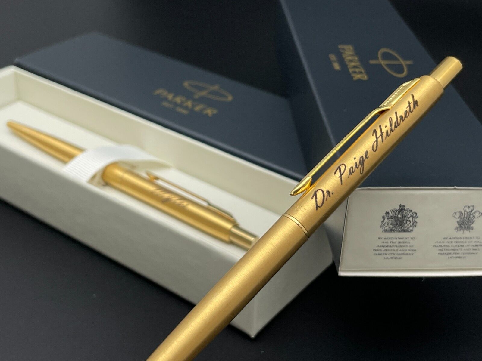 Personalized Engraved Parker Classic Gold Ballpoint Pen Office Gift Blue Ink