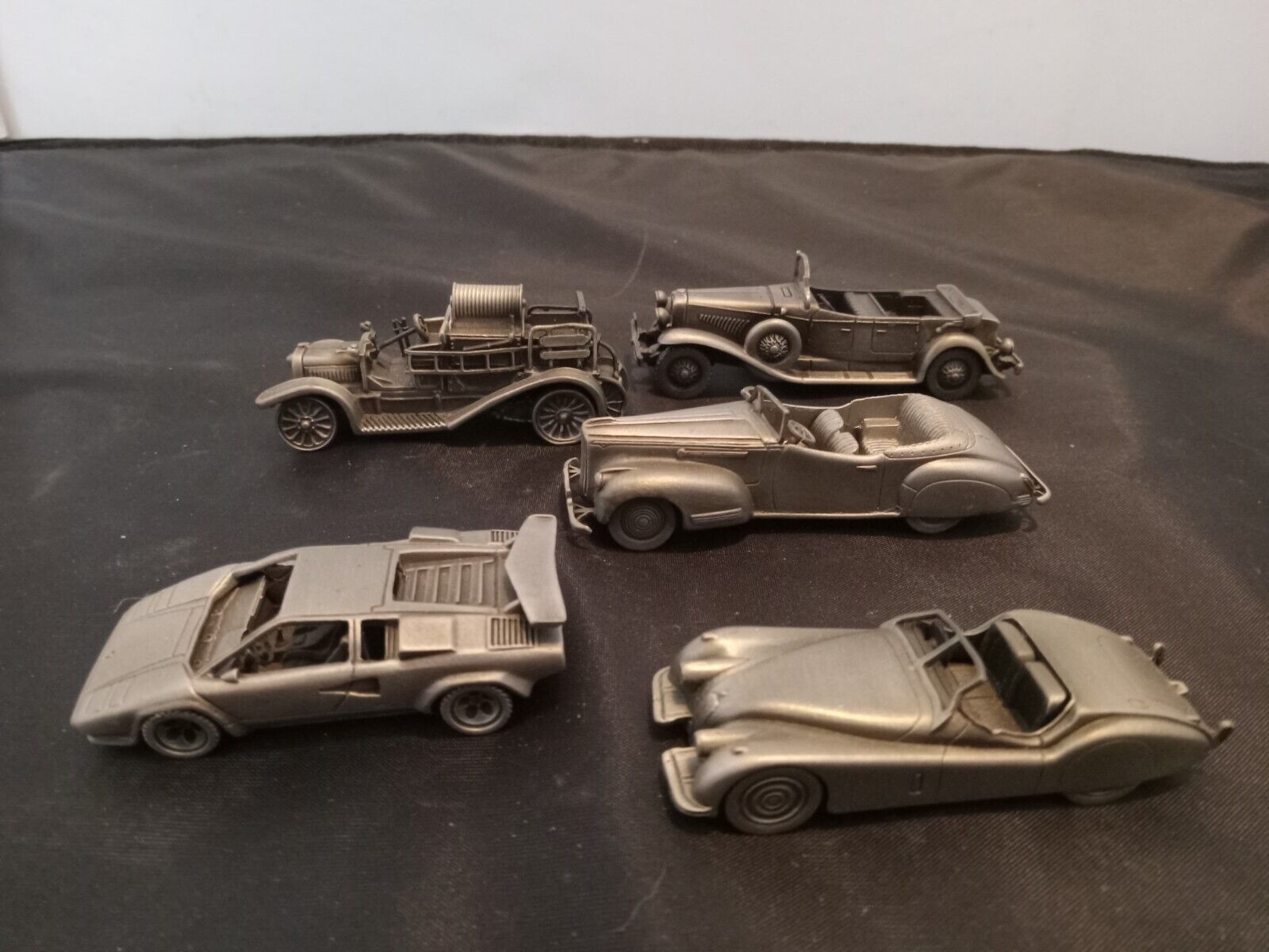 Lot of 5 Pewter Car Mini Collectible Cars
