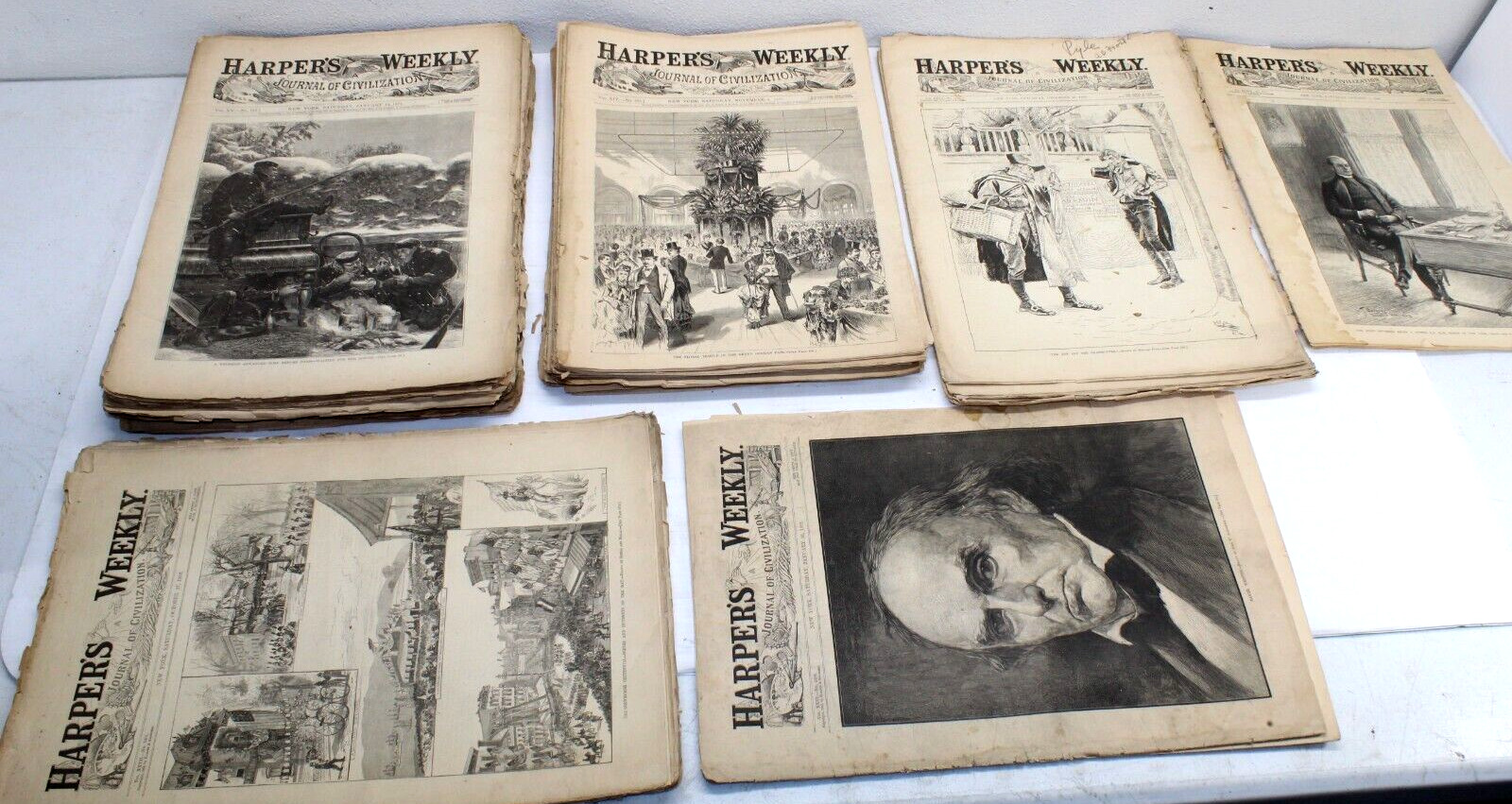 Antique 1870s & 1880s Harpers Weekly Newspapers - Lot of 65 - HUGE LOT -