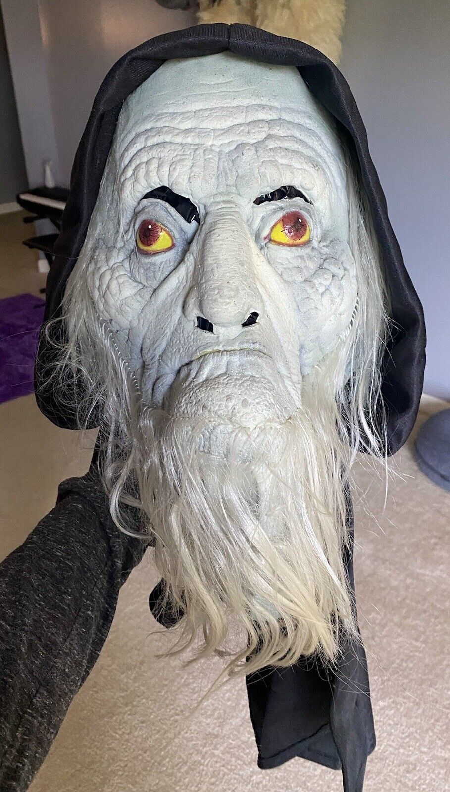 Vintage Halloween Mask Illusive Concepts 1994 Wizard With Hood