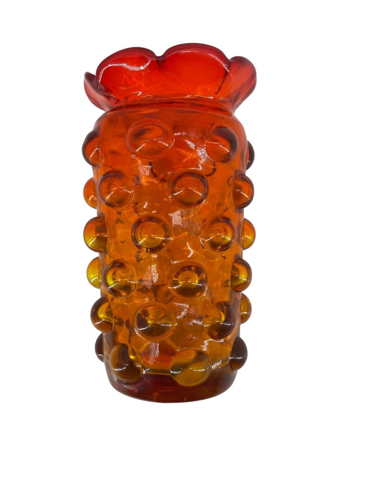 Vintage Bubble Vase Orange Handmade