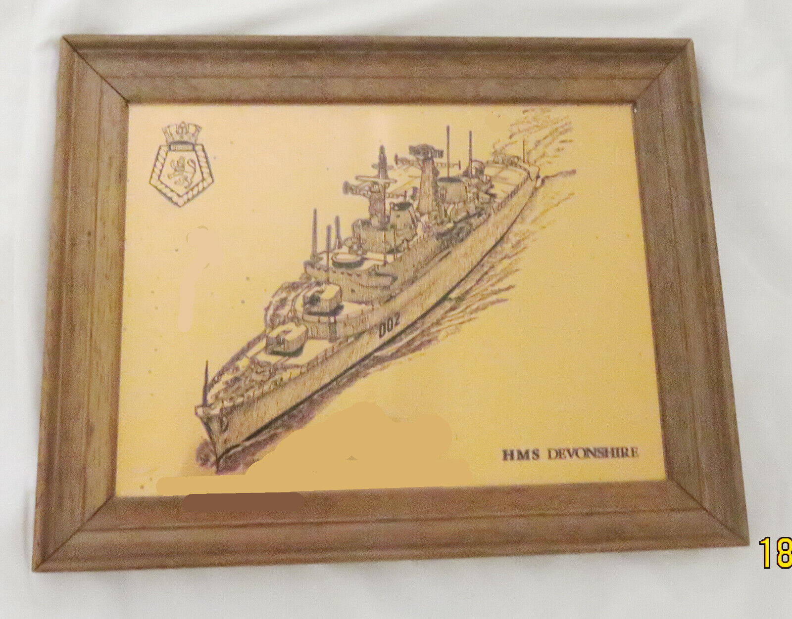 Copper Engraving HMS Devonshire Armoured Cruiser Royal Navy Convoy WWII 