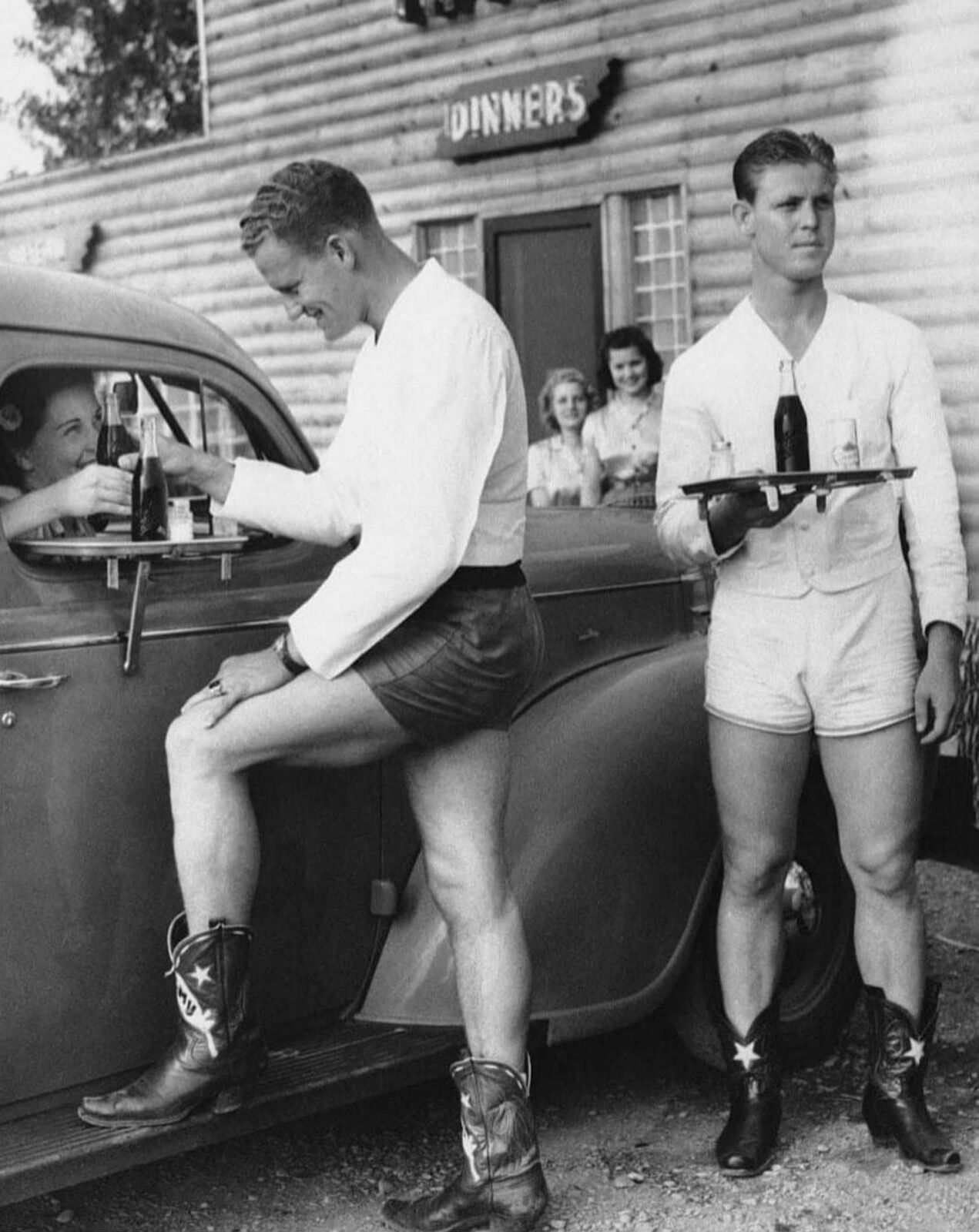 1940s  MEN in Short Shorts CAR HOP SERVERS 8.5X11 Photo