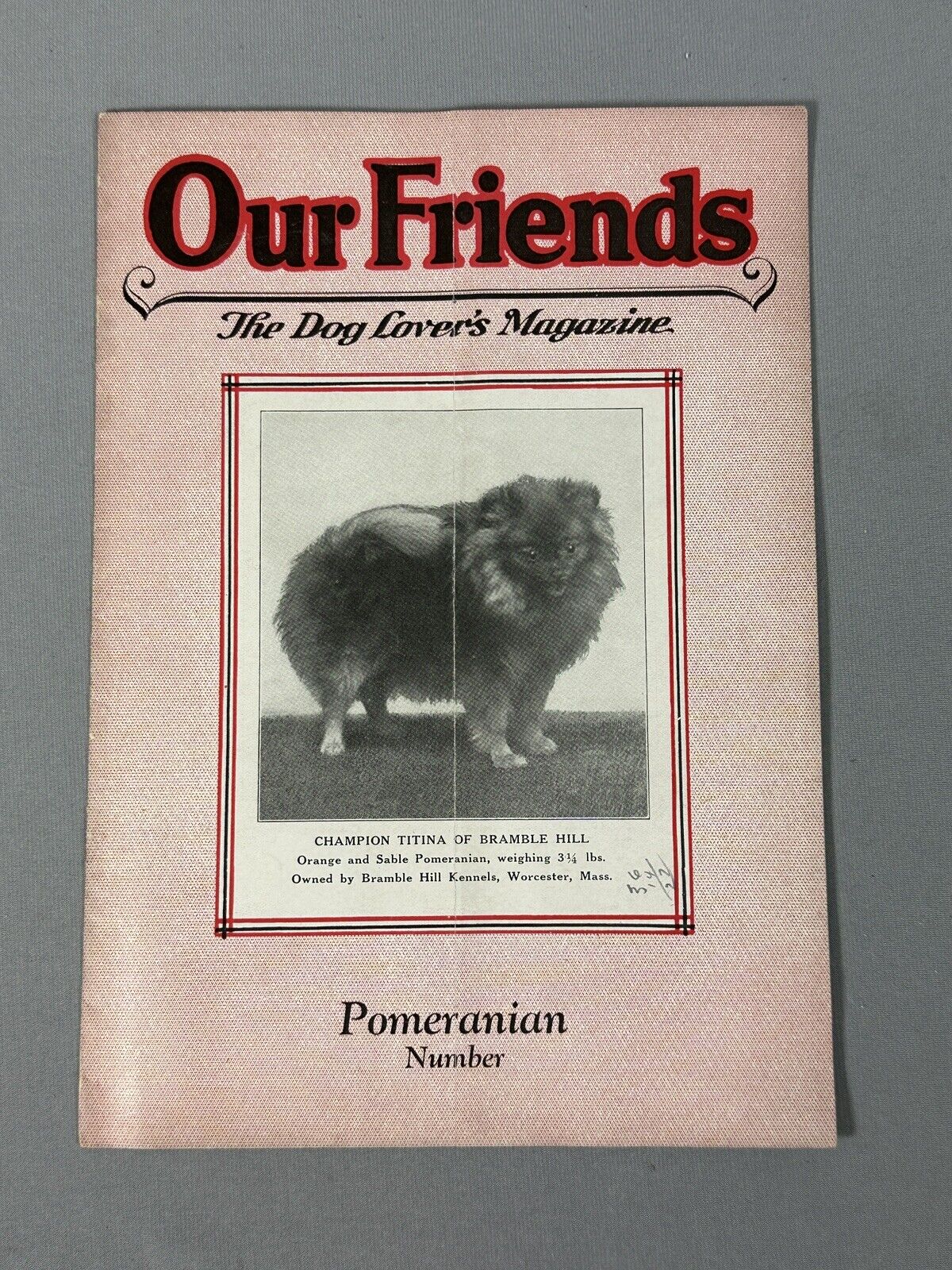 Vtg 1926 Our Friends Dog Magazine Pomeranian