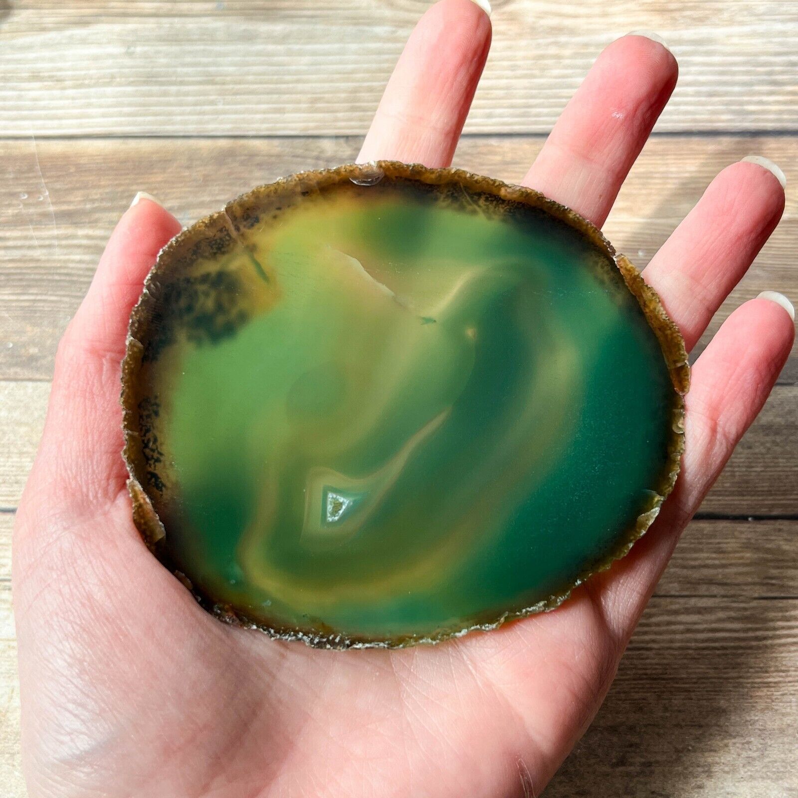 Green Agate Slice Geode Slab Brazilian Stone Dyed