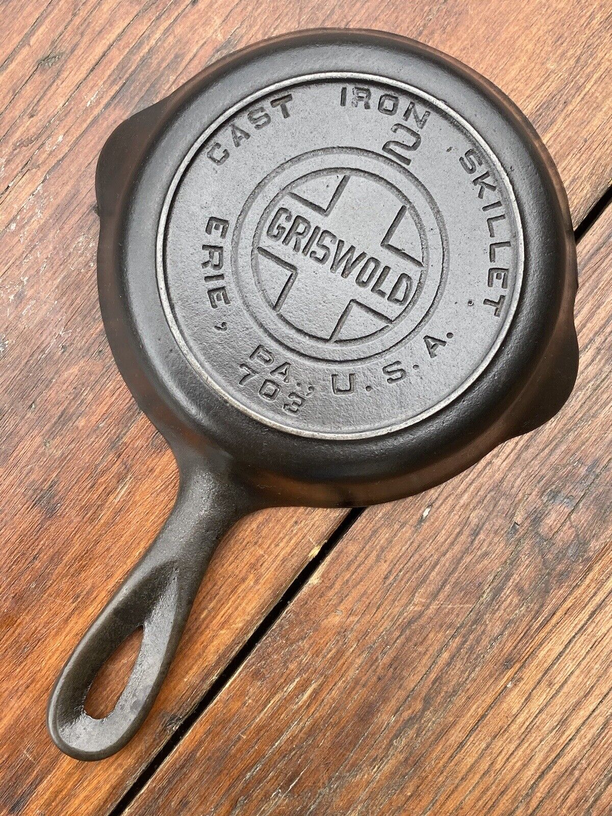 Griswold Cast Iron #2 Large Bock Logo Skillet with Heat Ring