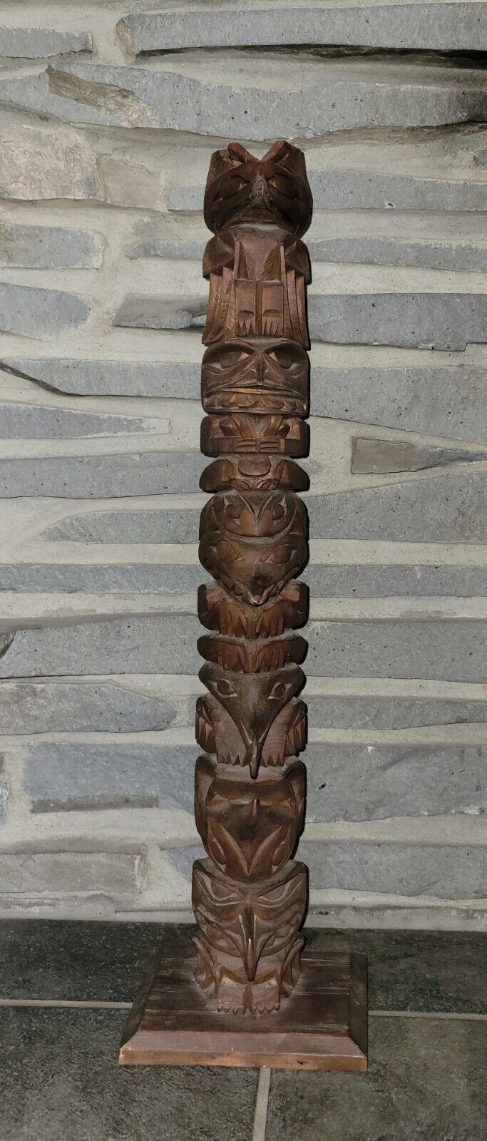 Old Native American Carved NWC Wood TOTEM Williams ? 24\