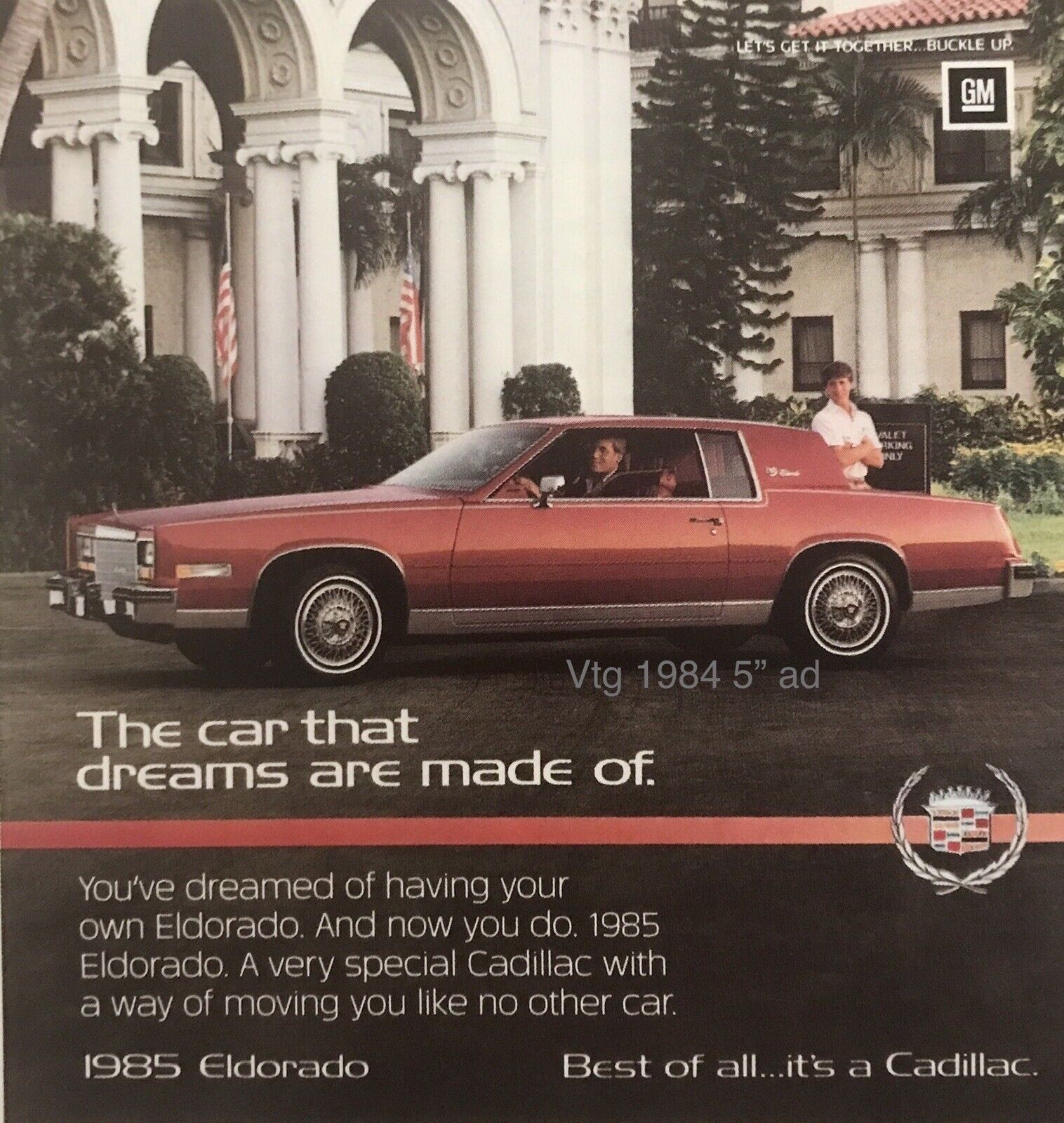 1985 Cadillac Eldorado Red Auto Car What Dreams Are Made Of 5” PRINT AD Vtg