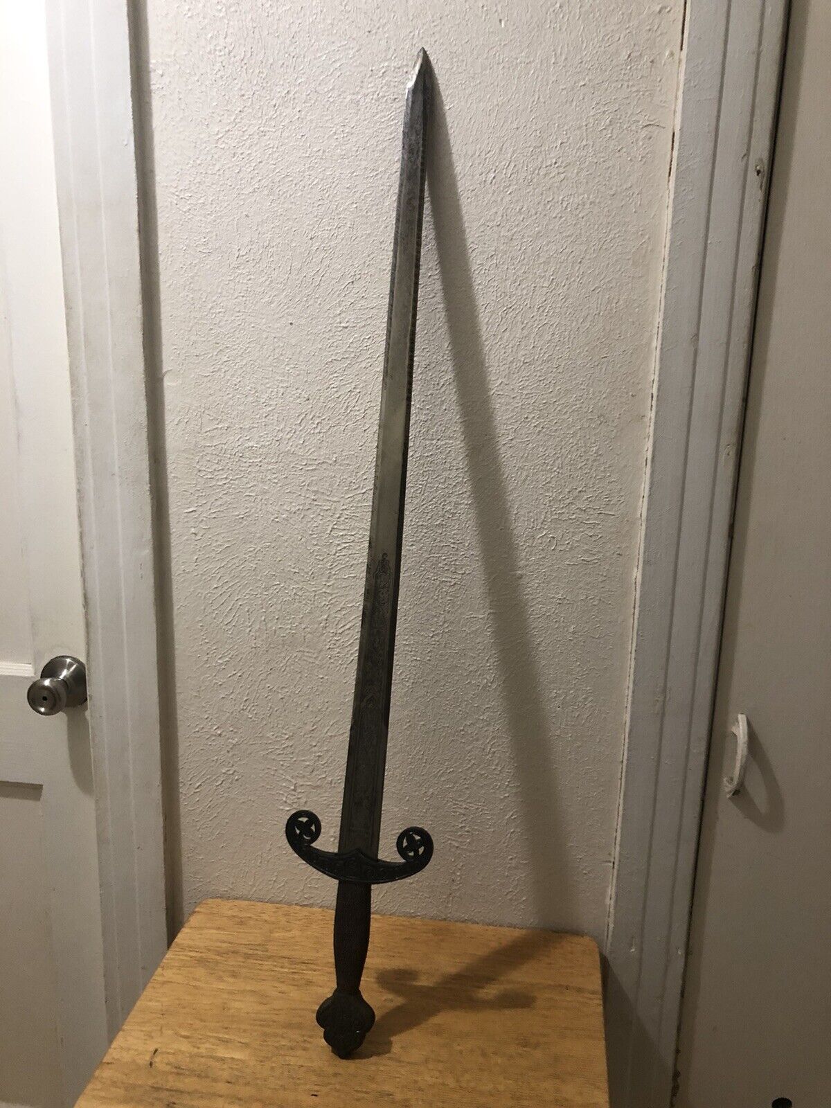 Vintage Toledo Engraved Steel Sword Made In Spain , Knights Templar , Crusaders