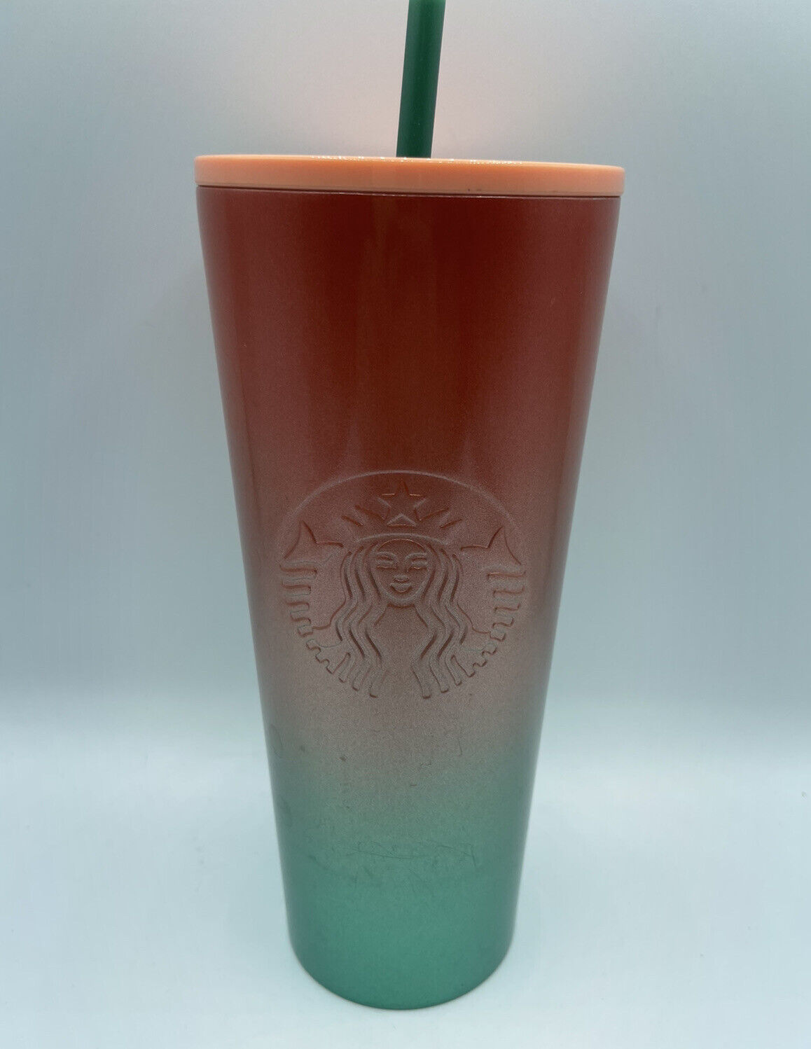 Starbucks Ombre Watermelon Cold Beverage Tumbler 24 Ounces Retired Orange Green