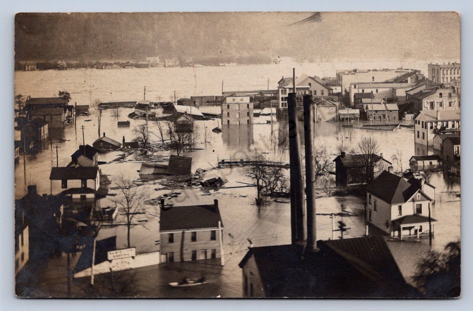 J87/ Wellsville? Ohio RPPC Postcard c1910 Supply Co Flood Disaster 1827
