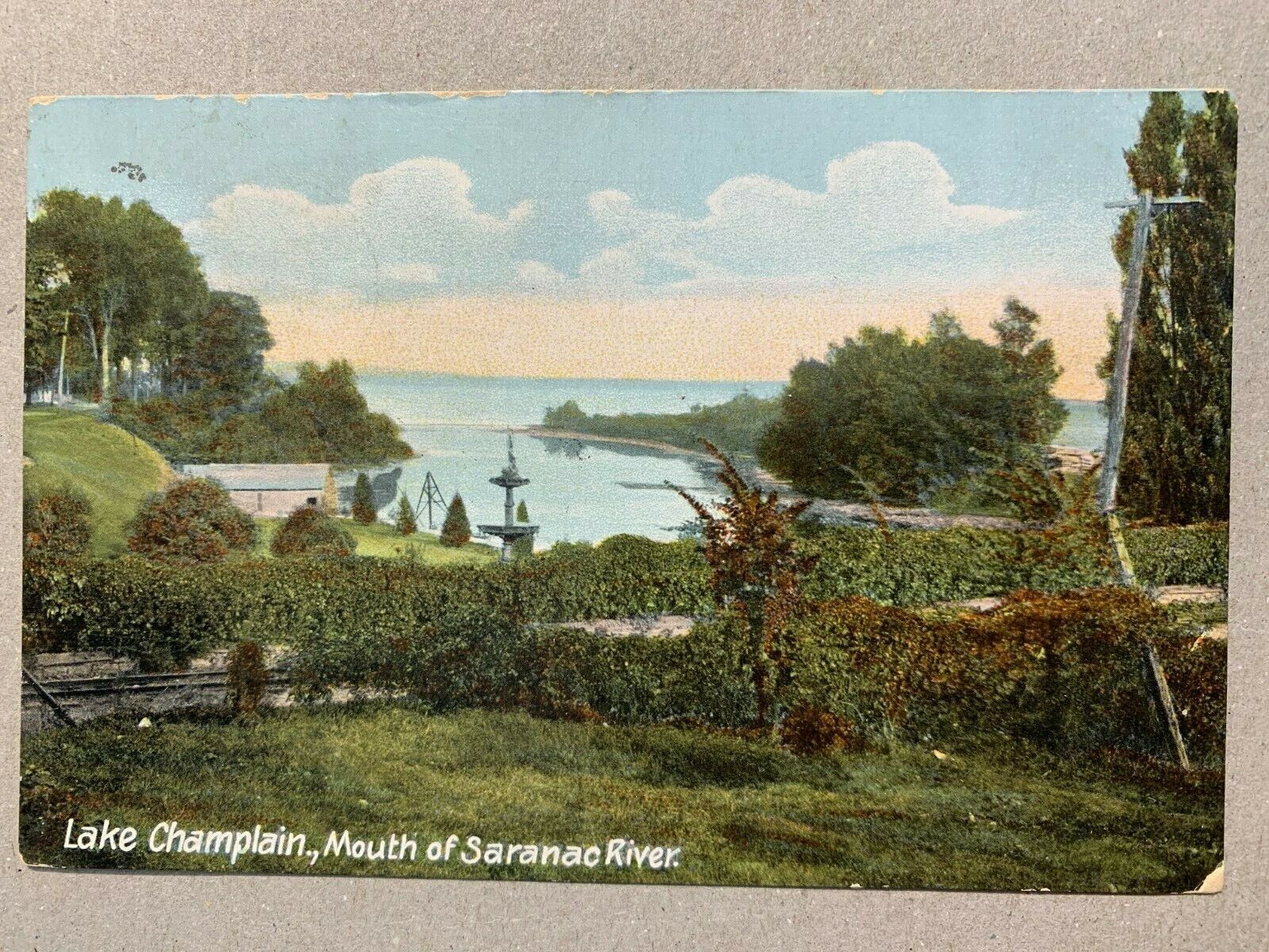 Postcard Plattsburgh NY - c1900s Mouth of Saranac River Lake Champlain