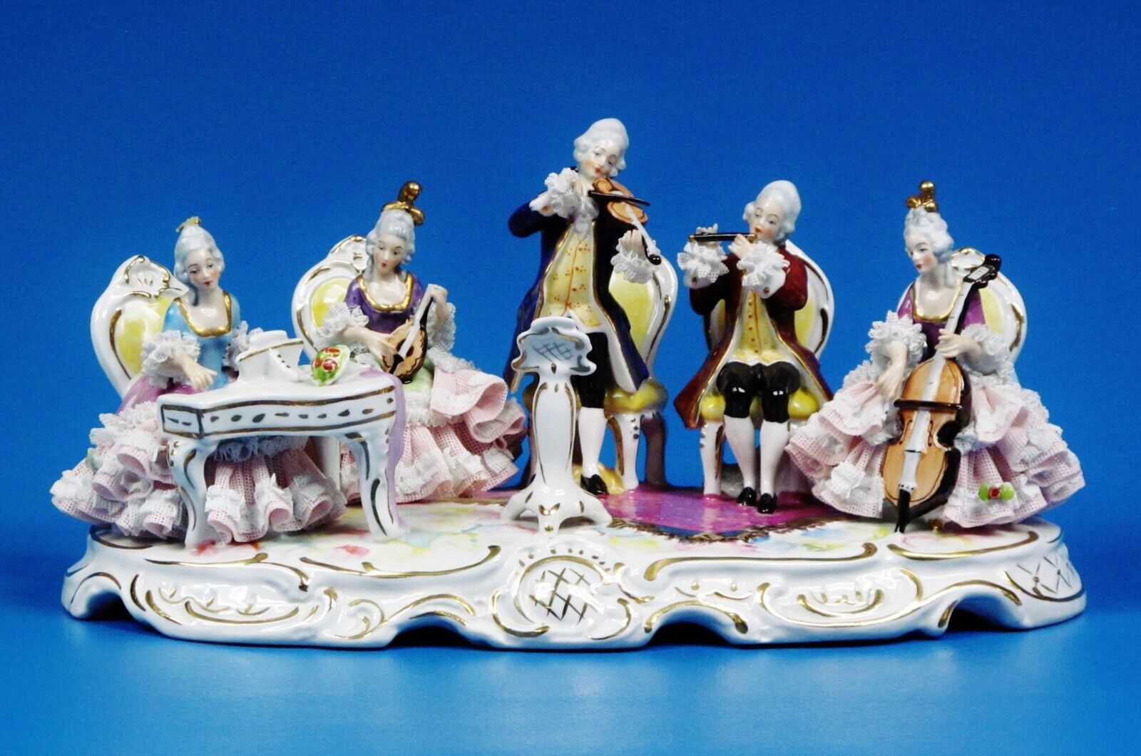 Dresden Lace German Porcelain Musical Figurine.  Measures: 12