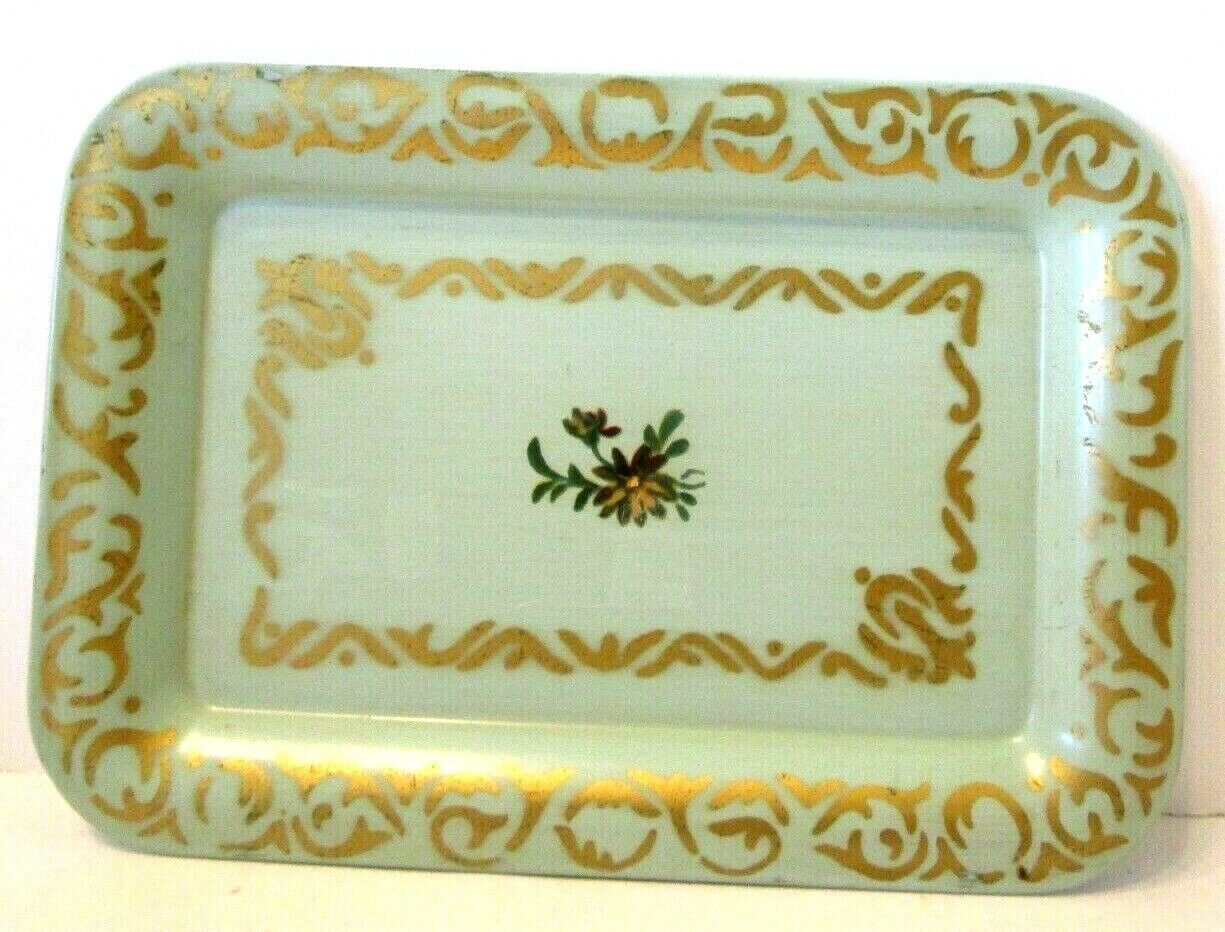 A Vintage French Country Dresser Perfume Earring Serving Tole Tray