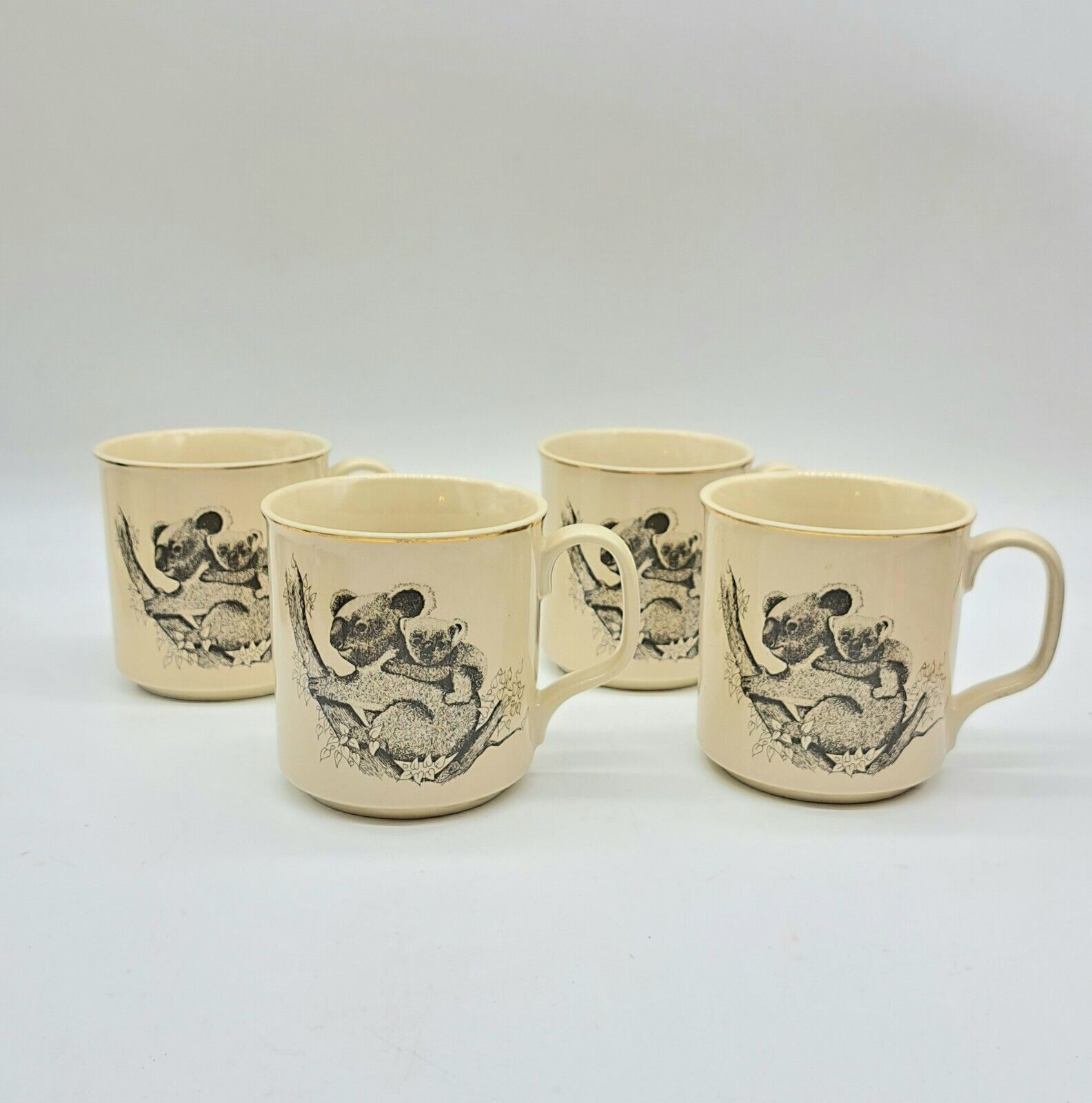 Vintage Set Of 4 Koala Mugs Japan