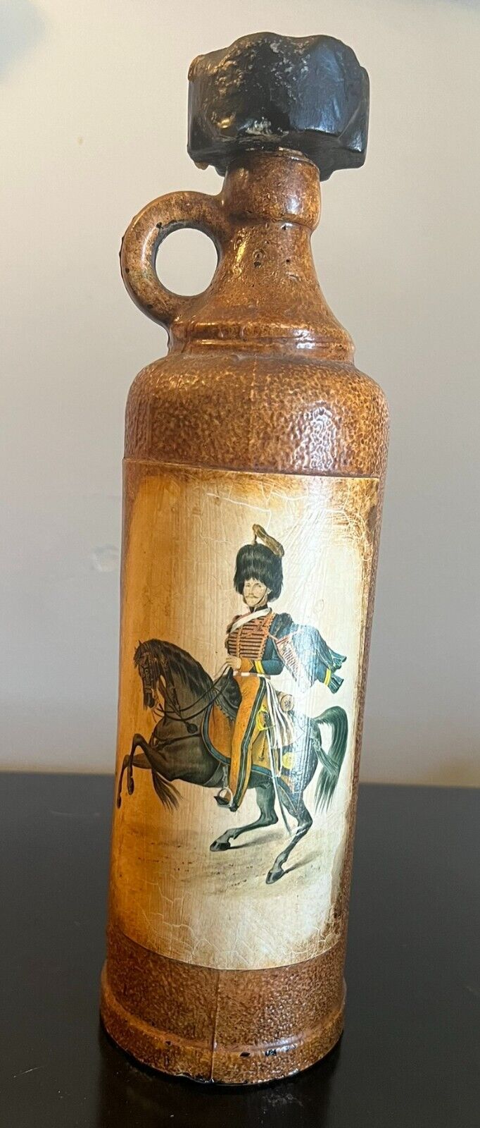 Vintage Antique Spanish Decanter Bottle Jug Soldier on Horseback 